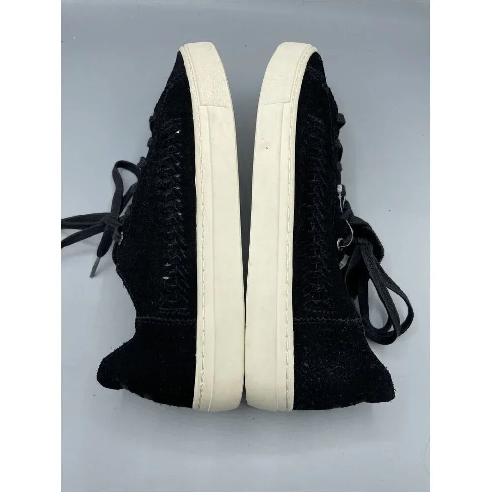 TOMS Black Suede Leather Lace Up Sneakers‎ Women’s Shoes 9.5 Casual Comfort